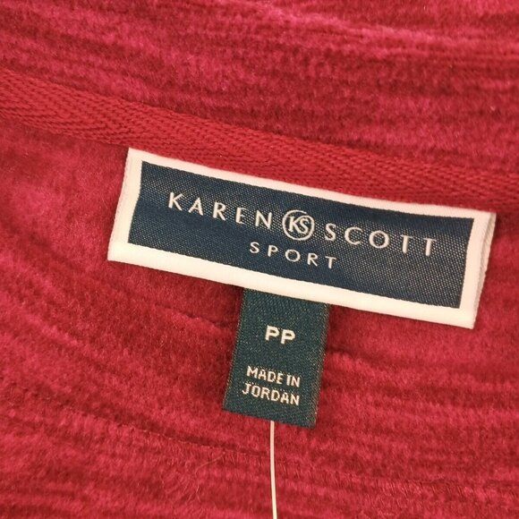 NWT KAREN SCOTT Sports Fleece Hiking Sweatshirt Double Petite Fuchsia Pullover - Picture 10 of 11